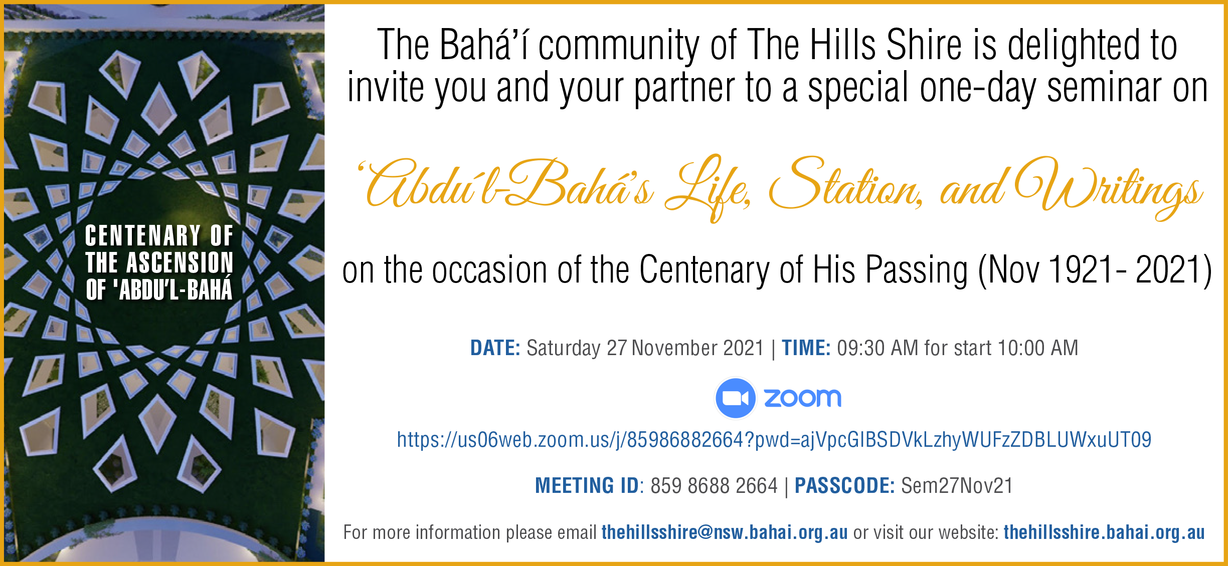 The 2021 Commemorations Seminars – Bahai Community Of Hills Shire